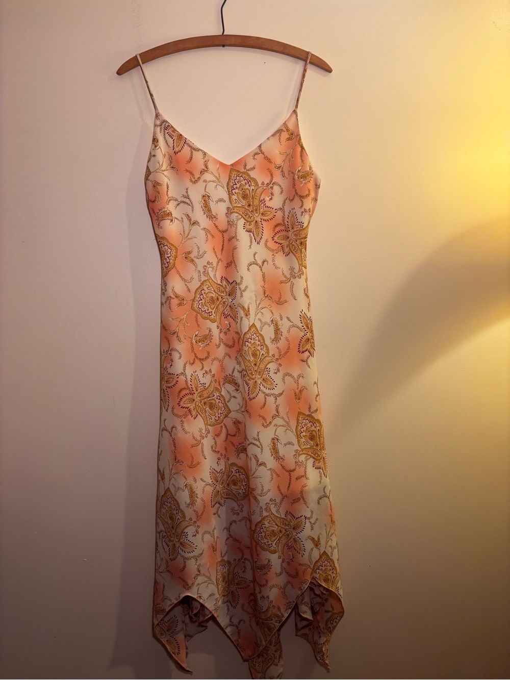 JBX Exclusive N.Y. Paisley Silk Scarf - Peach & Gold
